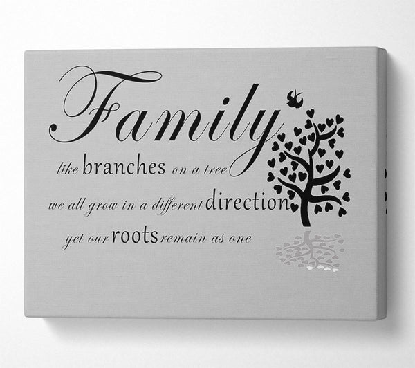 A Canvas Print of Family Quote Family Like Branches On A Tree Grey Canvas Art