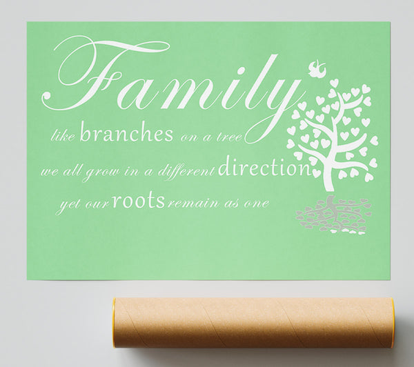 Family Quote Family Like Branches On A Tree Green Giclee Print