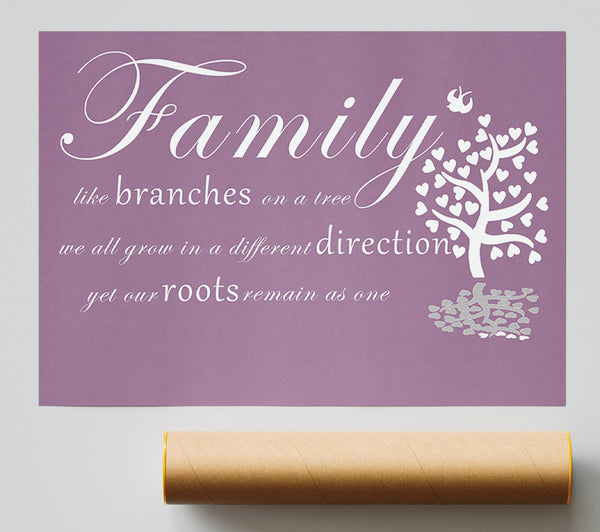 Family Quote Family Like Branches On A Tree Dusty Pink Poster