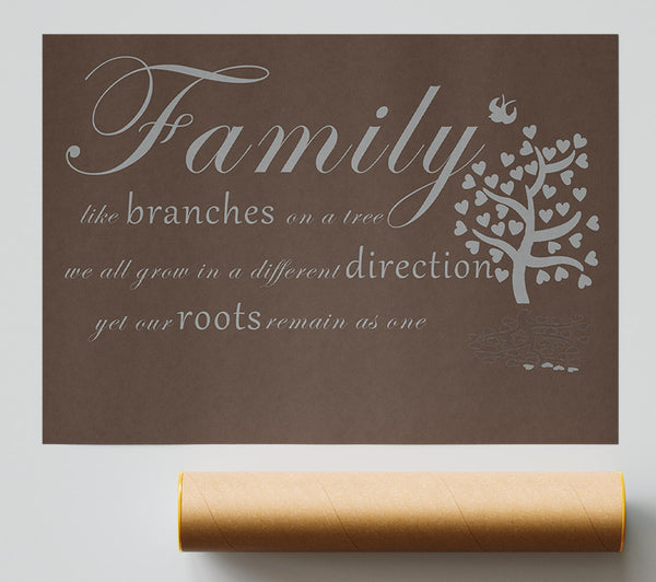 Family Quote Family Like Branches On A Tree Chocolate Print
