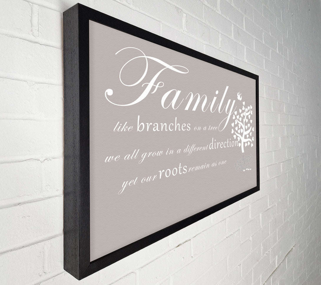  A Canvas Print of Family Quote Family Like Branches On A Tree Beige Canvas Art