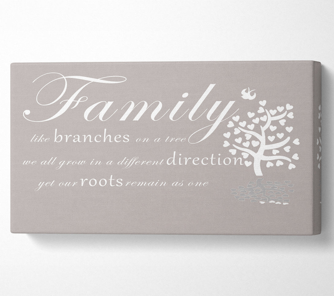  A Canvas Print of Family Quote Family Like Branches On A Tree Beige Canvas Art