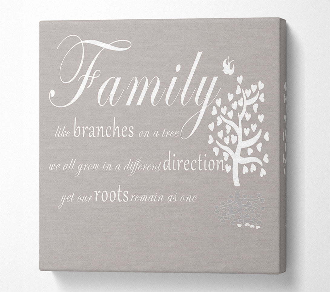 A Canvas Print of Family Quote Family Like Branches On A Tree Beige Canvas Art