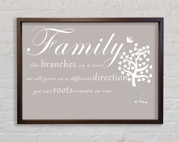 Family Quote Family Like Branches On A Tree Beige Framed Print