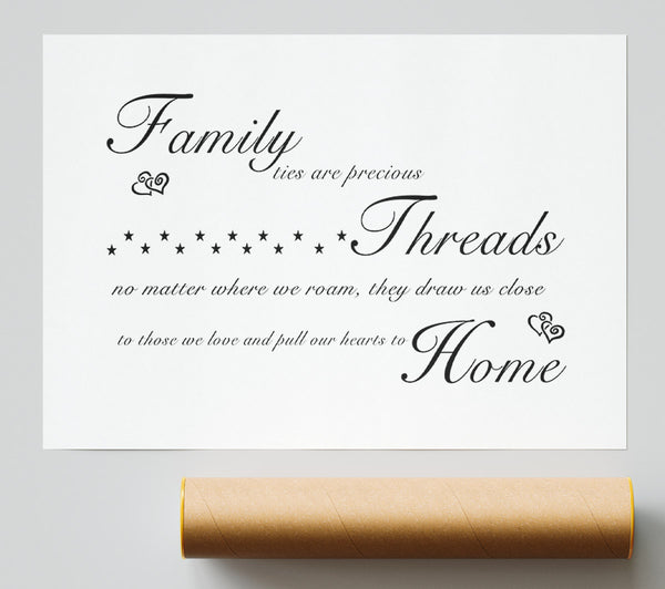 Family Quote Family Ties Are Precious White Poster