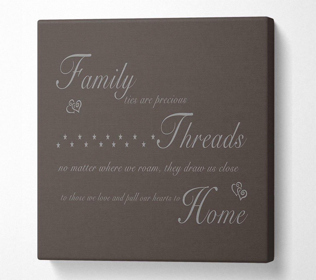  A Canvas Print of Family Quote Family Ties Are Precious Chocolate Canvas Art