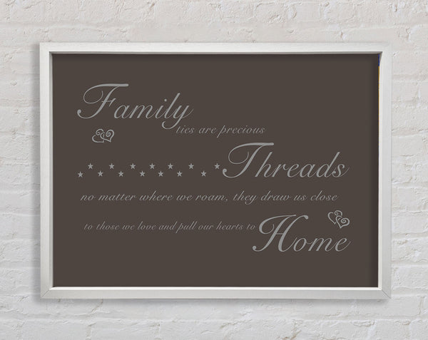 Family Quote Family Ties Are Precious Chocolate Framed Print