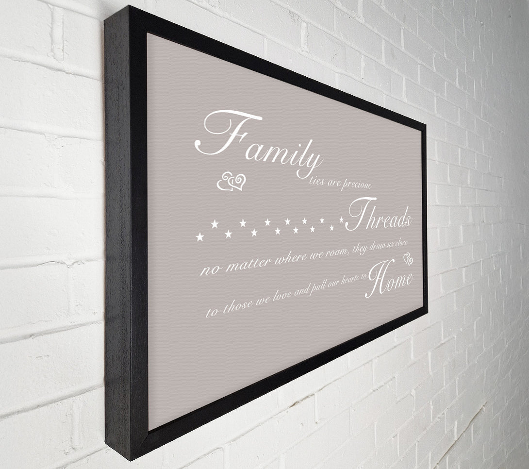  A Canvas Print of Family Quote Family Ties Are Precious Beige Canvas Wall Art