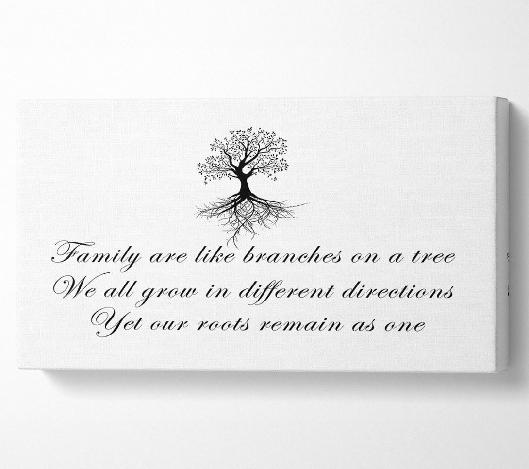  A Canvas Print of Family Quote Family Are Like Branches White Canvas Wall Art