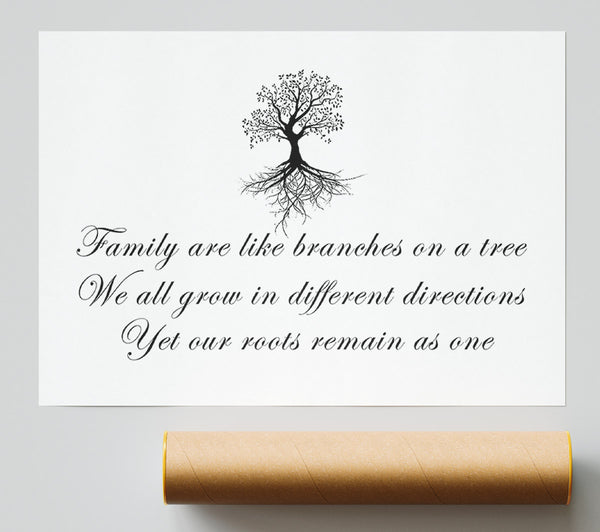 Family Quote Family Are Like Branches White Poster
