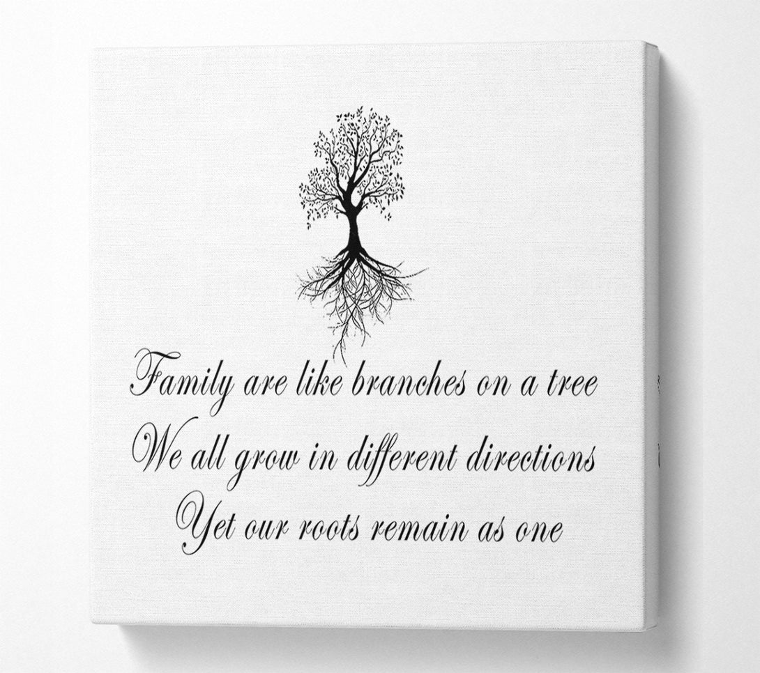  A Canvas Print of Family Quote Family Are Like Branches White Canvas Wall Art