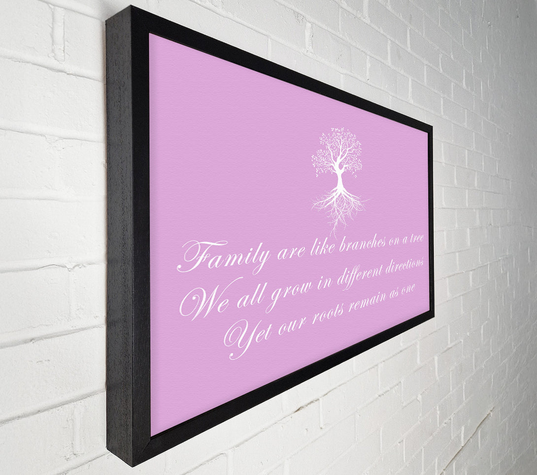  A Canvas Print of Family Quote Family Are Like Branches Pink Canvas Wall Art