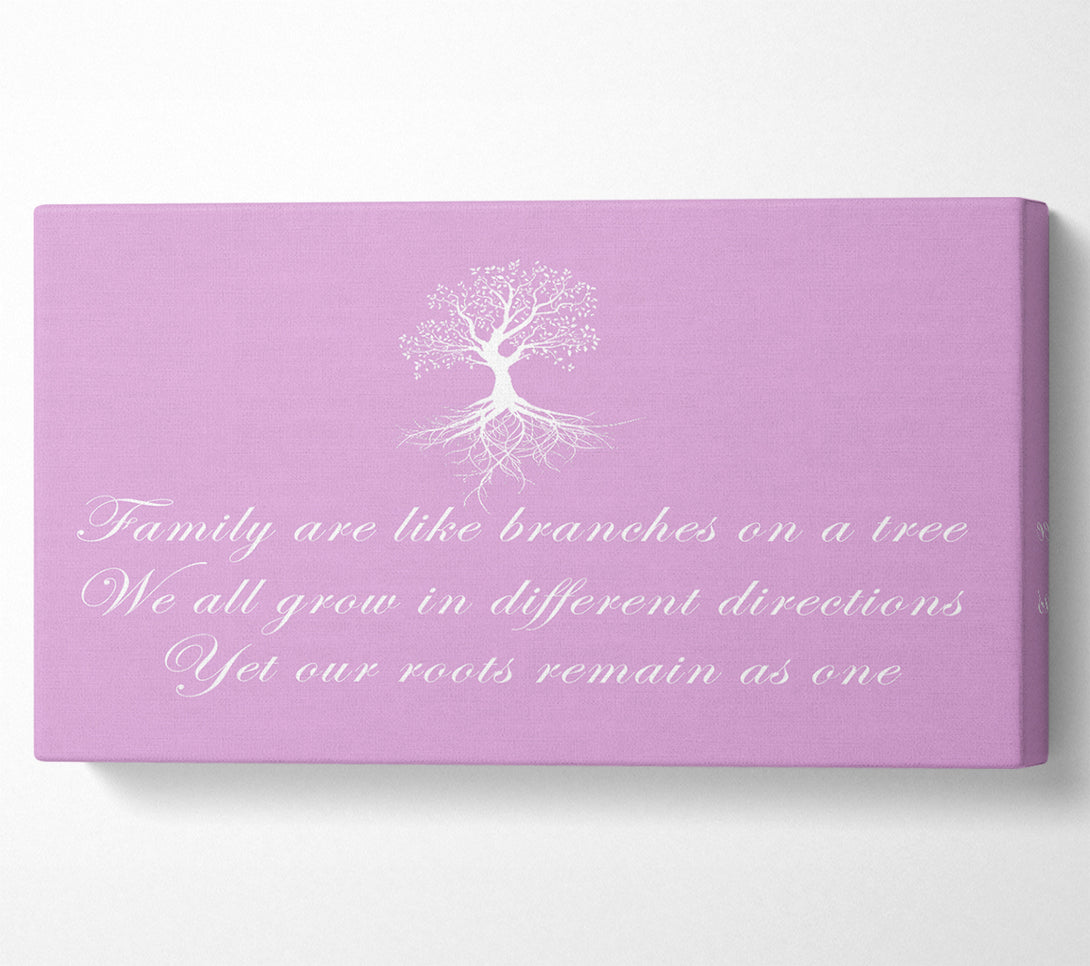  A Canvas Print of Family Quote Family Are Like Branches Pink Canvas Wall Art