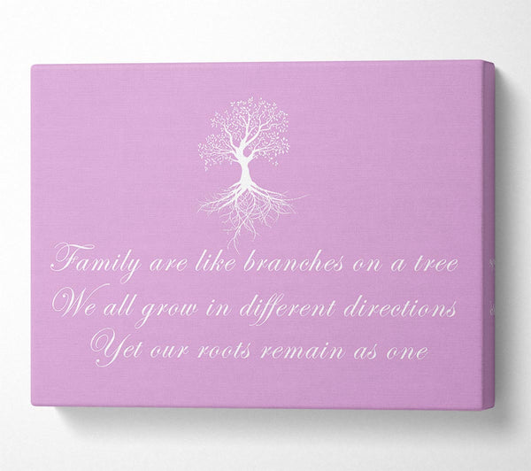  A Canvas Print of Family Quote Family Are Like Branches Pink Canvas Wall Art