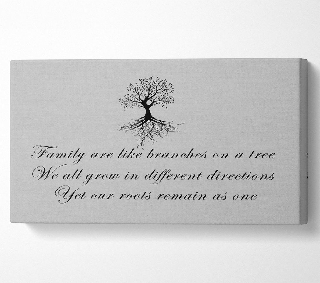  A Canvas Print of Family Quote Family Are Like Branches Grey Canvas Wall Art