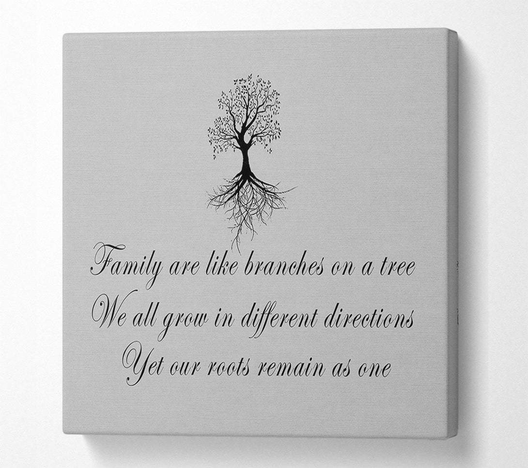  A Canvas Print of Family Quote Family Are Like Branches Grey Canvas Wall Art
