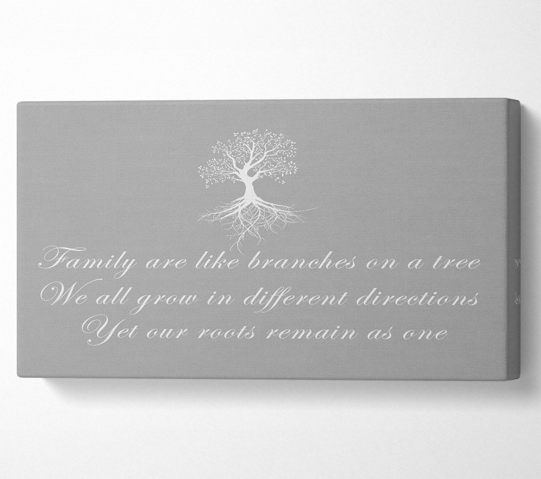  A Canvas Print of Family Quote Family Are Like Branches Grey White Canvas Print