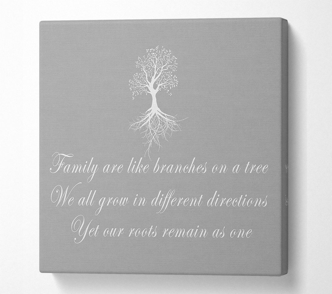  A Canvas Print of Family Quote Family Are Like Branches Grey White Canvas Print