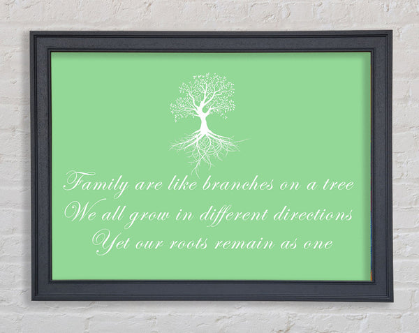 Family Quote Family Are Like Branches Green Framed Print