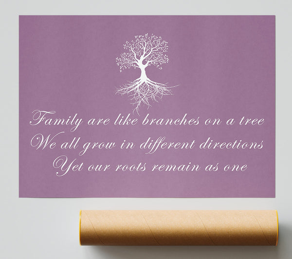 Family Quote Family Are Like Branches Dusty Pink Poster