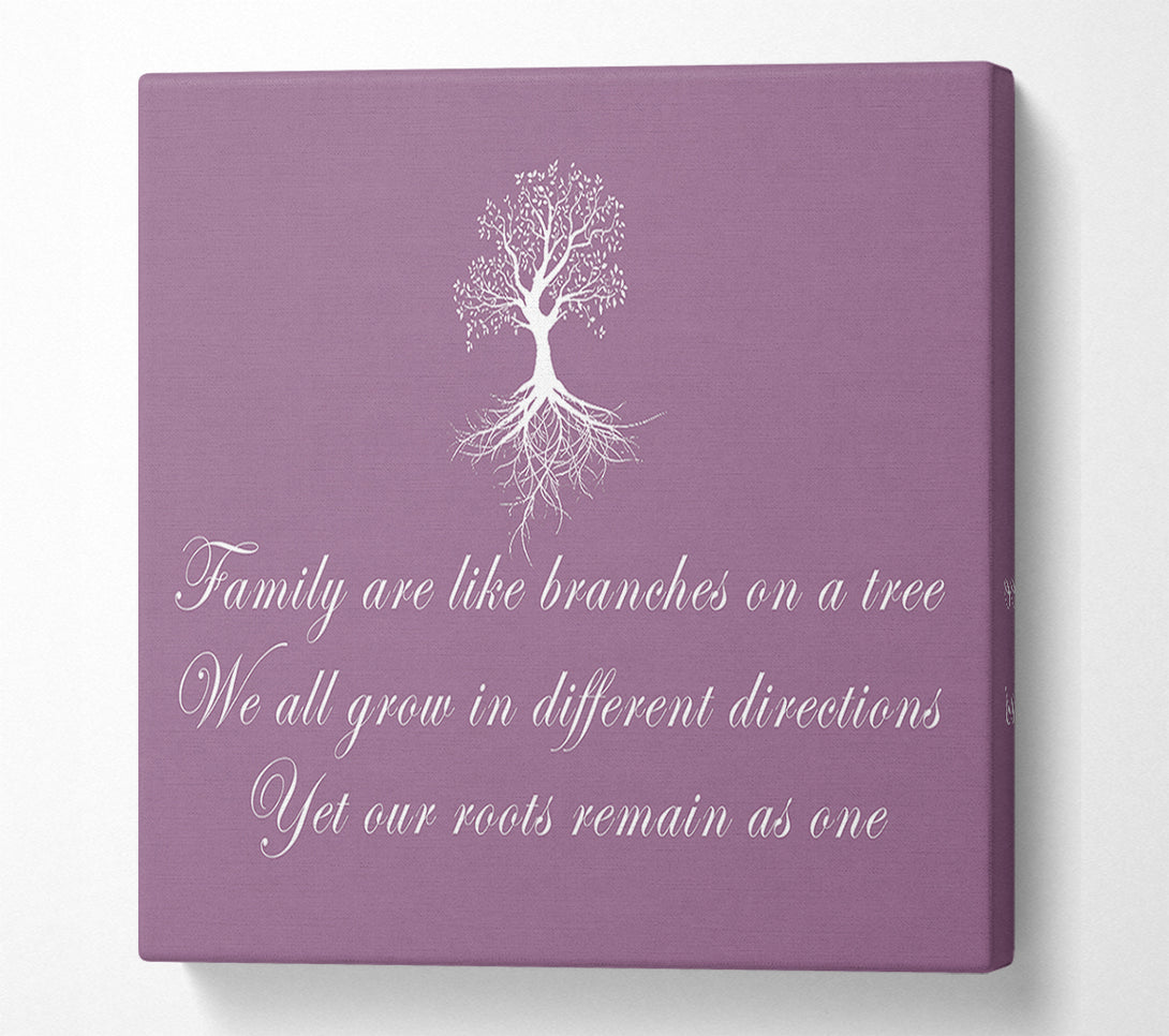  A Canvas Print of Family Quote Family Are Like Branches Dusty Pink Canvas Art
