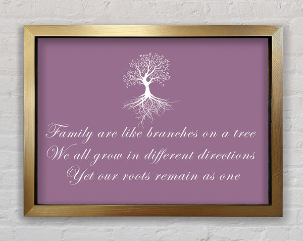 Family Quote Family Are Like Branches Dusty Pink Framed Print