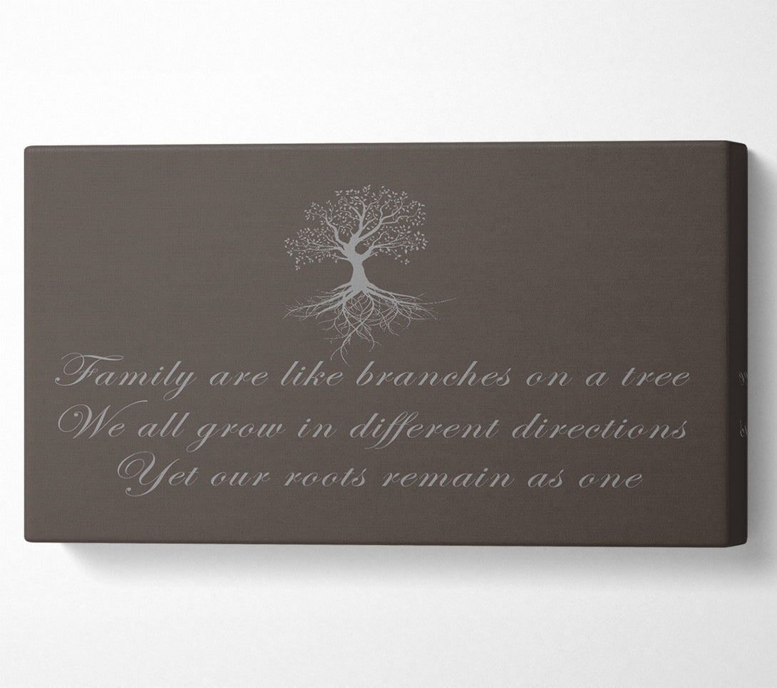  A Canvas Print of Family Quote Family Are Like Branches Chocolate Canvas Art