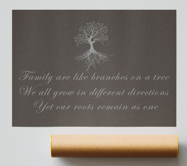 Family Quote Family Are Like Branches Chocolate Print