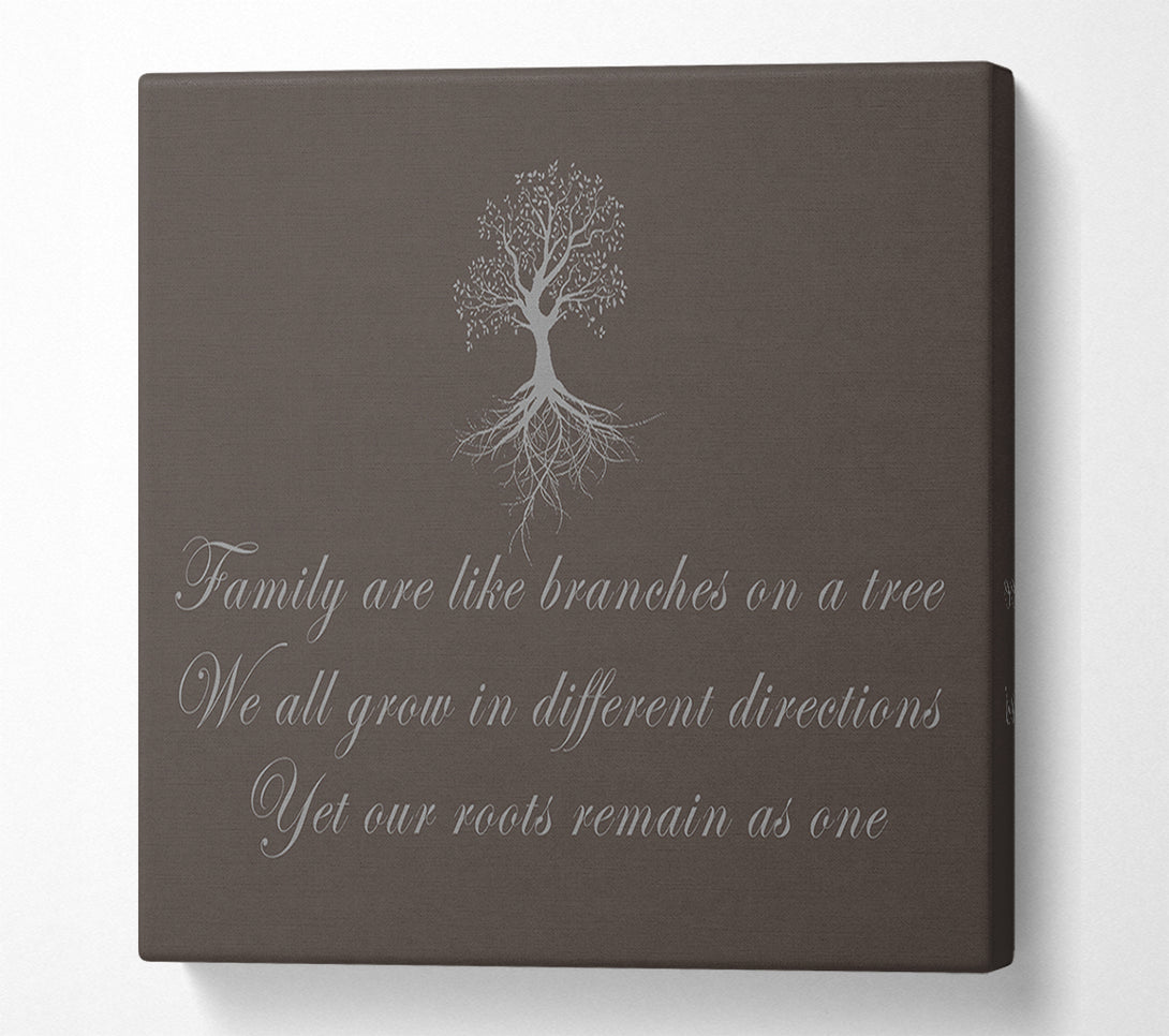  A Canvas Print of Family Quote Family Are Like Branches Chocolate Canvas Art