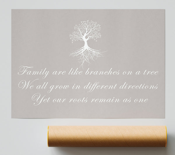 Family Quote Family Are Like Branches Beige Poster