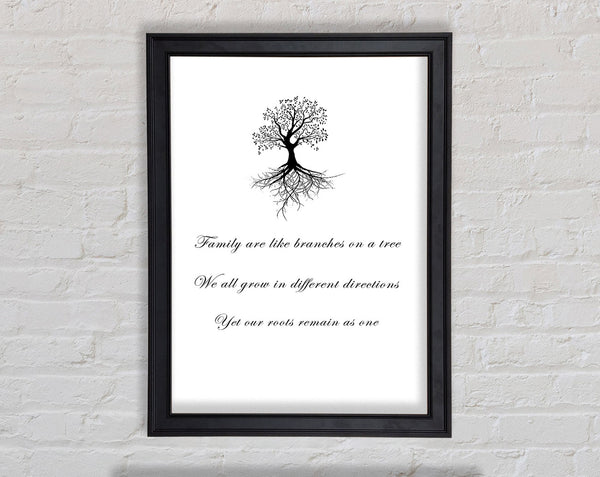 Family Quote Family Are Like Branches 2 White Framed Print