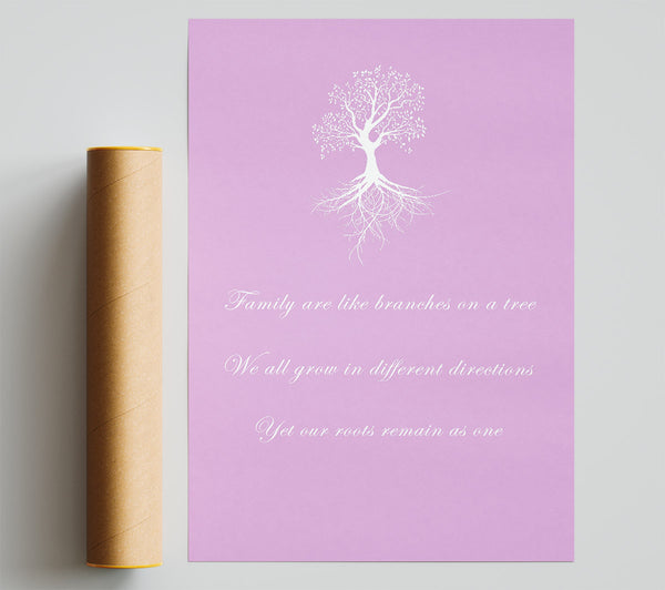 Family Quote Family Are Like Branches 2 Pink Print