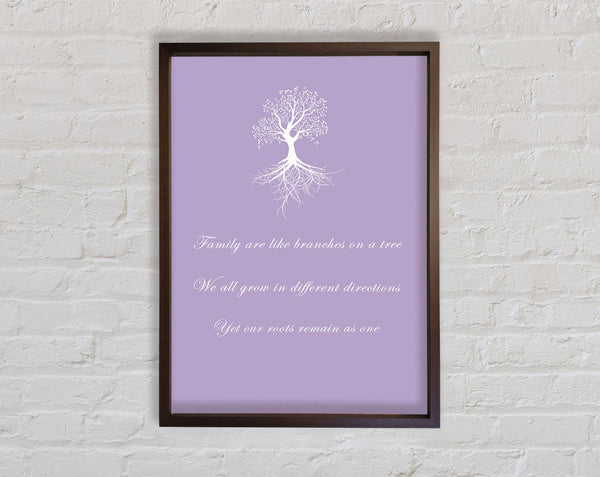 Family Quote Family Are Like Branches 2 Lilac Framed Print