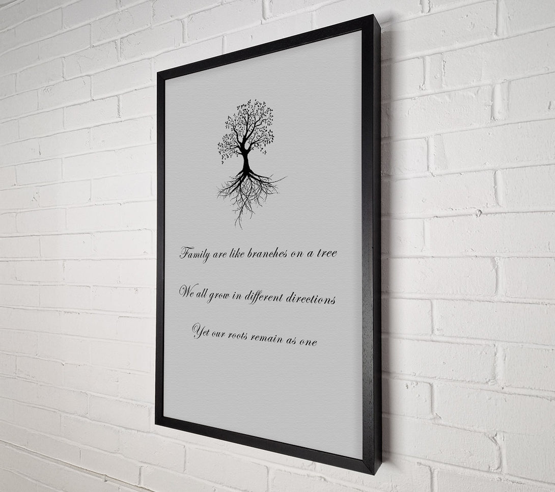  A Canvas Print of Family Quote Family Are Like Branches 2 Grey Canvas Art