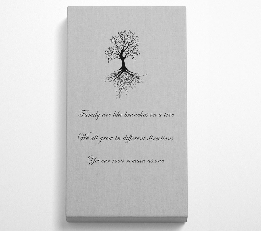  A Canvas Print of Family Quote Family Are Like Branches 2 Grey Canvas Art