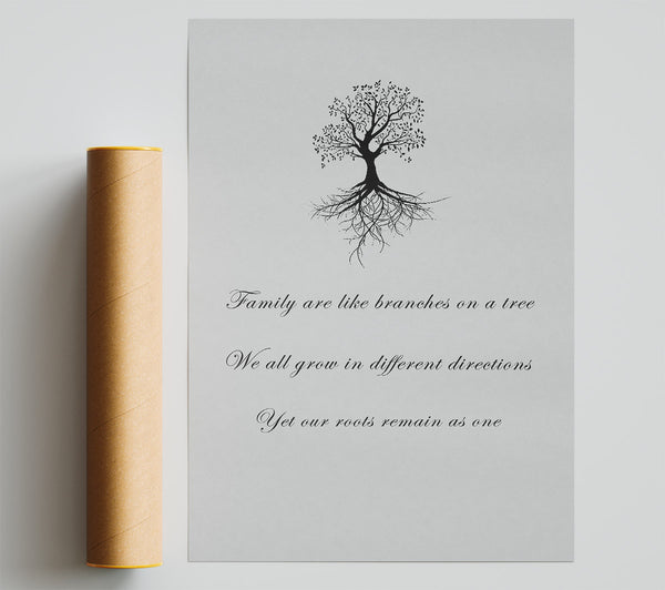 Family Quote Family Are Like Branches 2 Grey Giclee Print