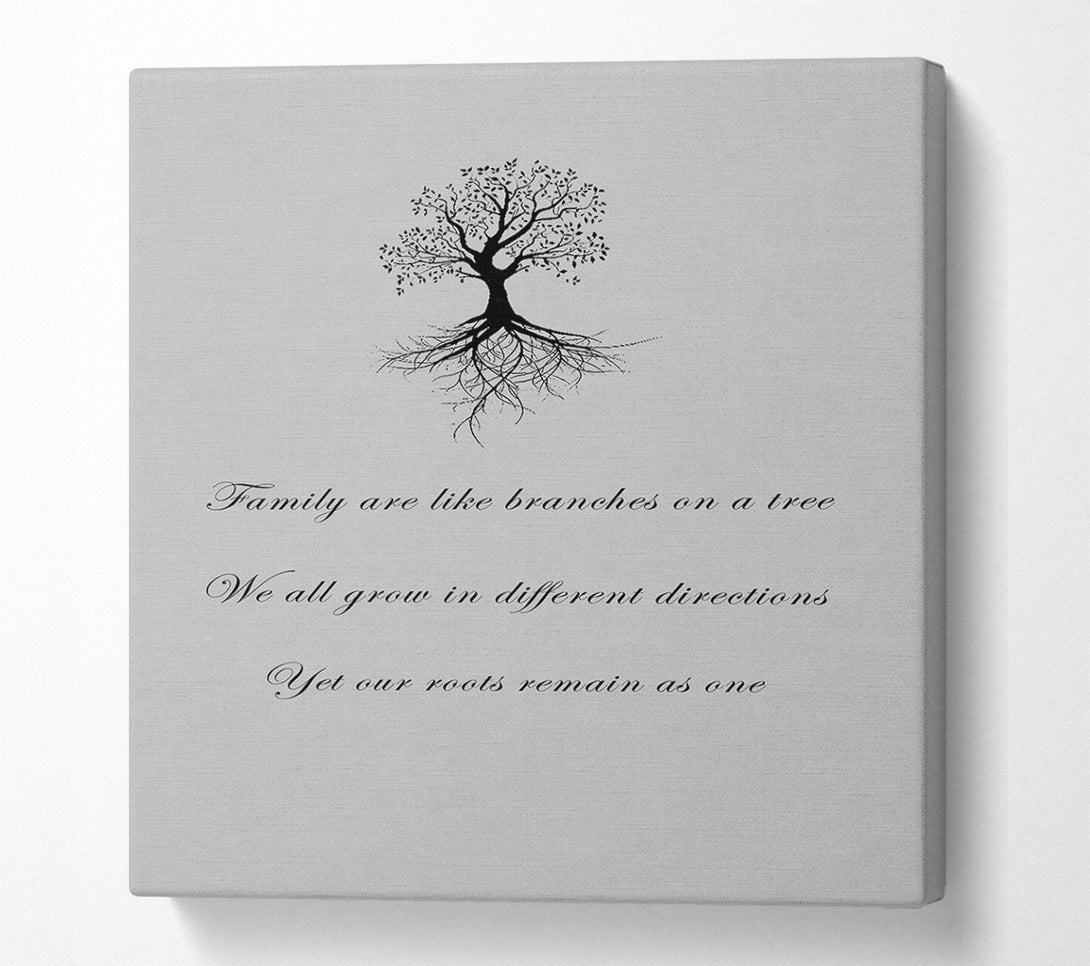  A Canvas Print of Family Quote Family Are Like Branches 2 Grey Canvas Art