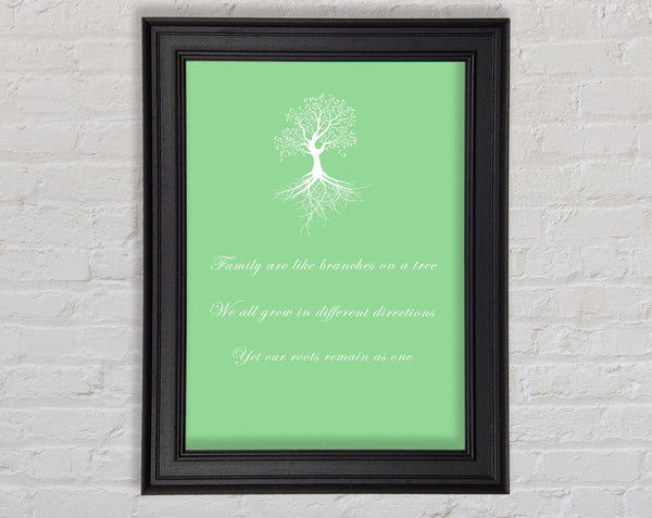 Family Quote Family Are Like Branches 2 Green Framed Print