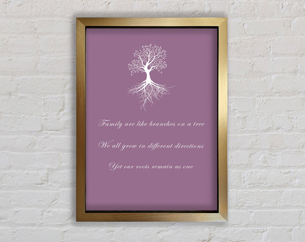 Family Quote Family Are Like Branches 2 Dusty Pink Framed Print