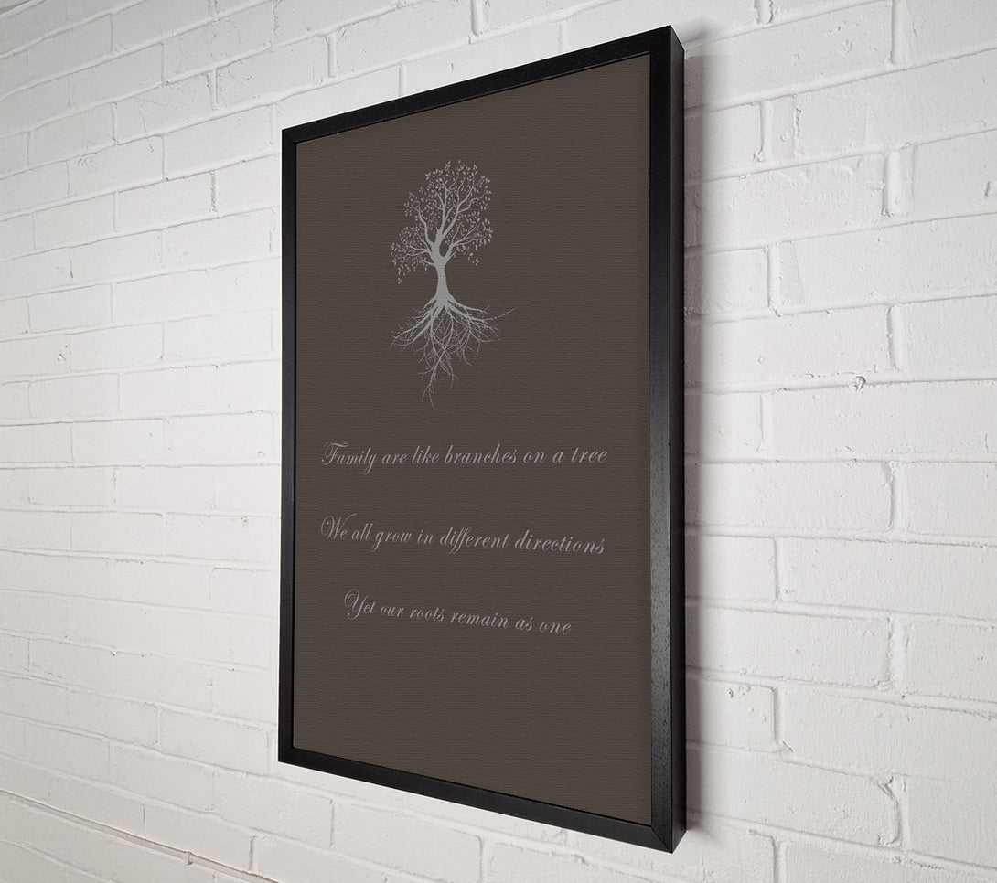  A Canvas Print of Family Quote Family Are Like Branches 2 Chocolate Canvas Wall Art