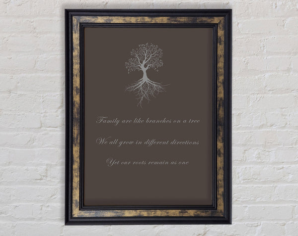 Family Quote Family Are Like Branches 2 Chocolate Framed Print