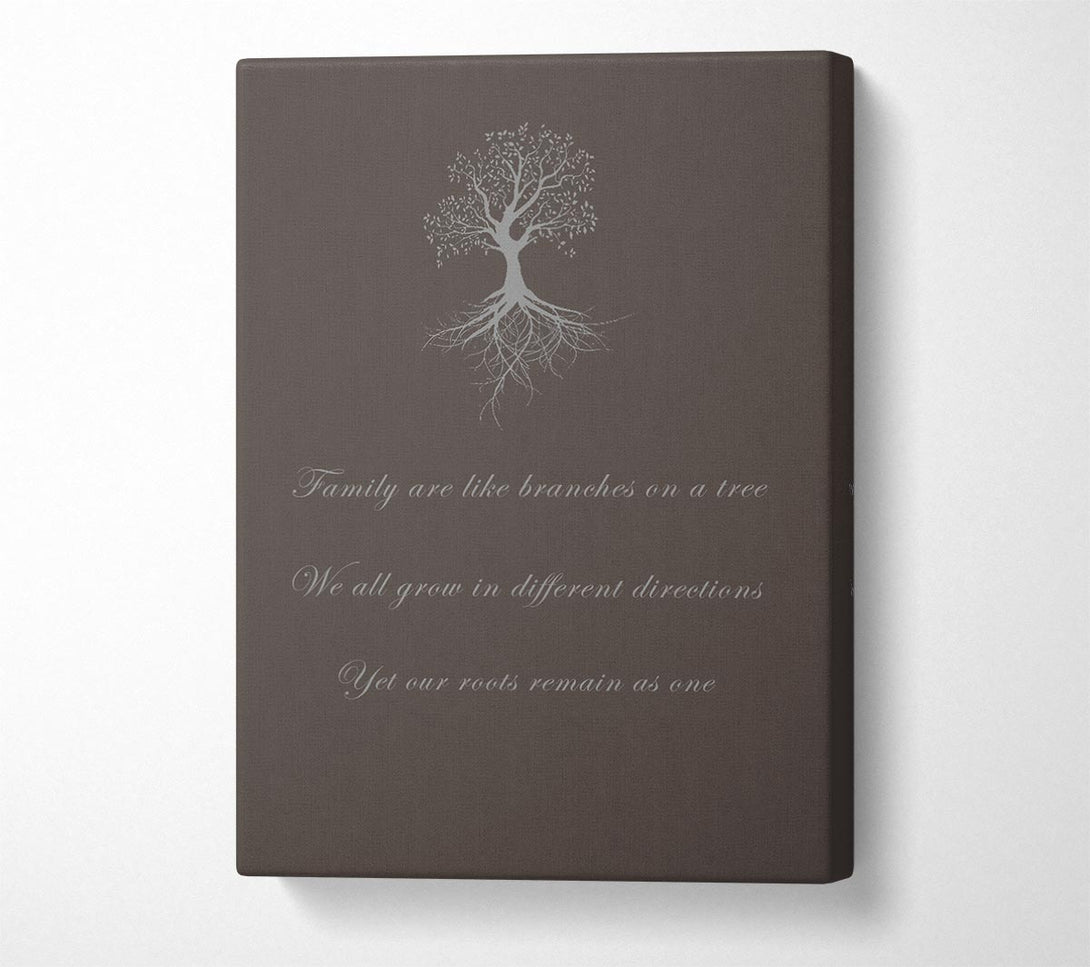  A Canvas Print of Family Quote Family Are Like Branches 2 Chocolate Canvas Wall Art