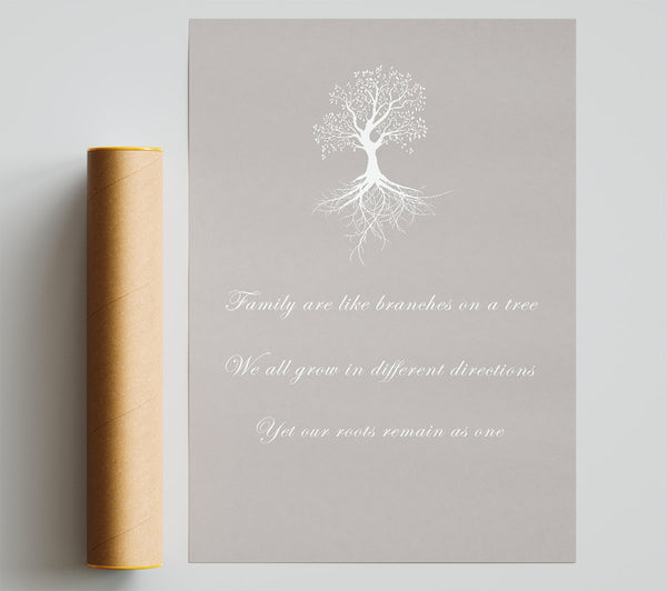 Family Quote Family Are Like Branches 2 Beige Giclee Print