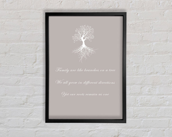 Family Quote Family Are Like Branches 2 Beige Framed Print