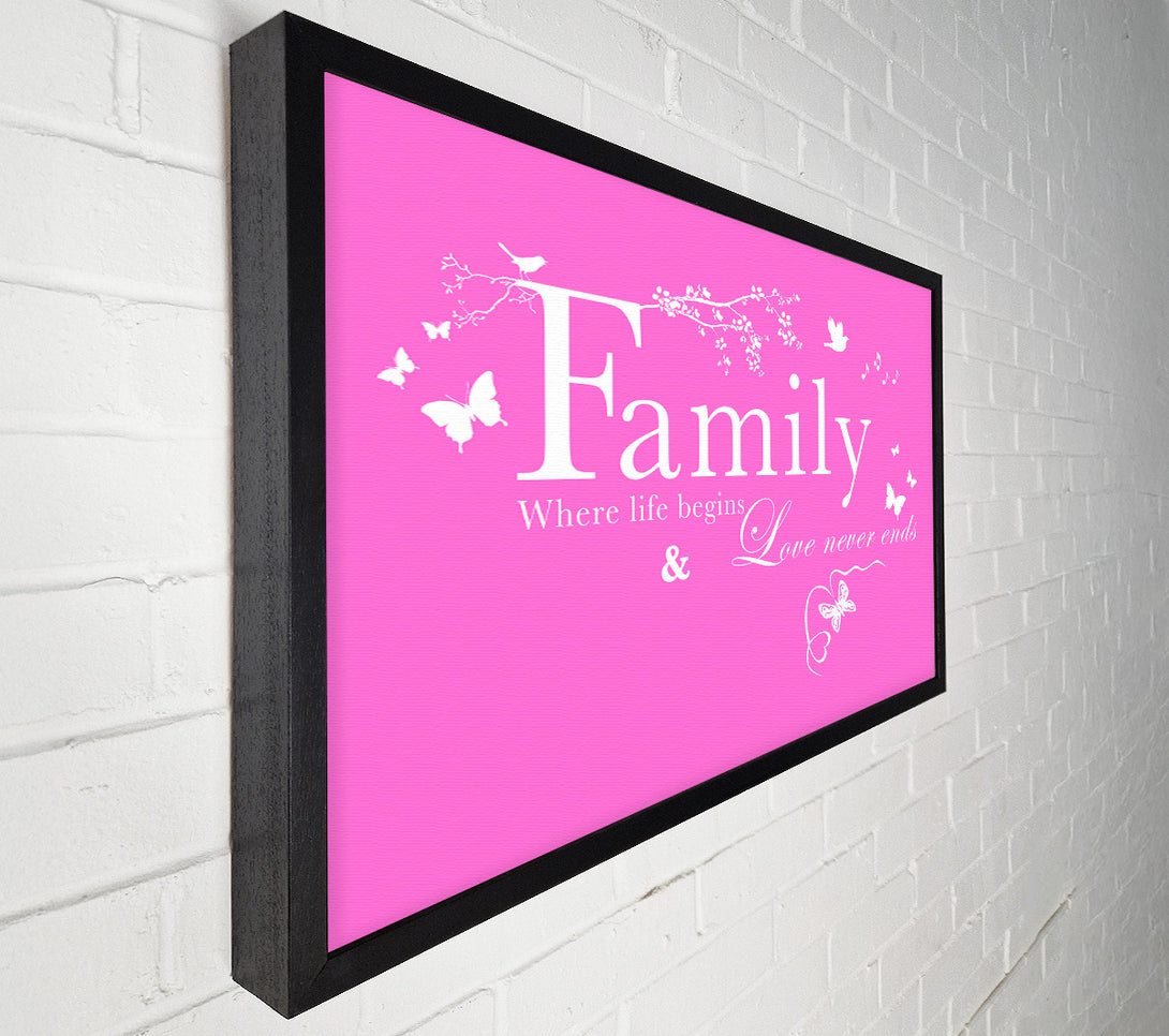  A Canvas Print of Family Quote Family Where Life Begins Vivid Pink Canvas Art
