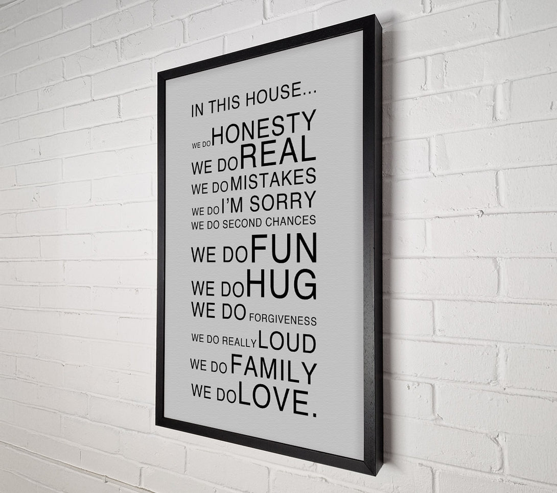  A Canvas Print of Family Quote In This House Grey Canvas Wall Art
