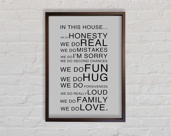 Family Quote In This House Grey Framed Print