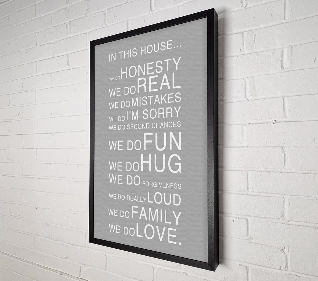  A Canvas Print of Family Quote In This House Grey White Canvas Art