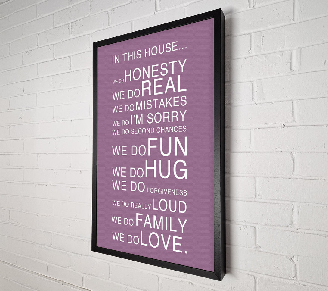  A Canvas Print of Family Quote In This House Dusty Pink Canvas Wall Art