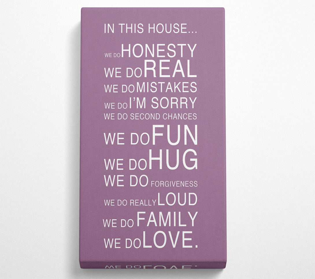  A Canvas Print of Family Quote In This House Dusty Pink Canvas Wall Art